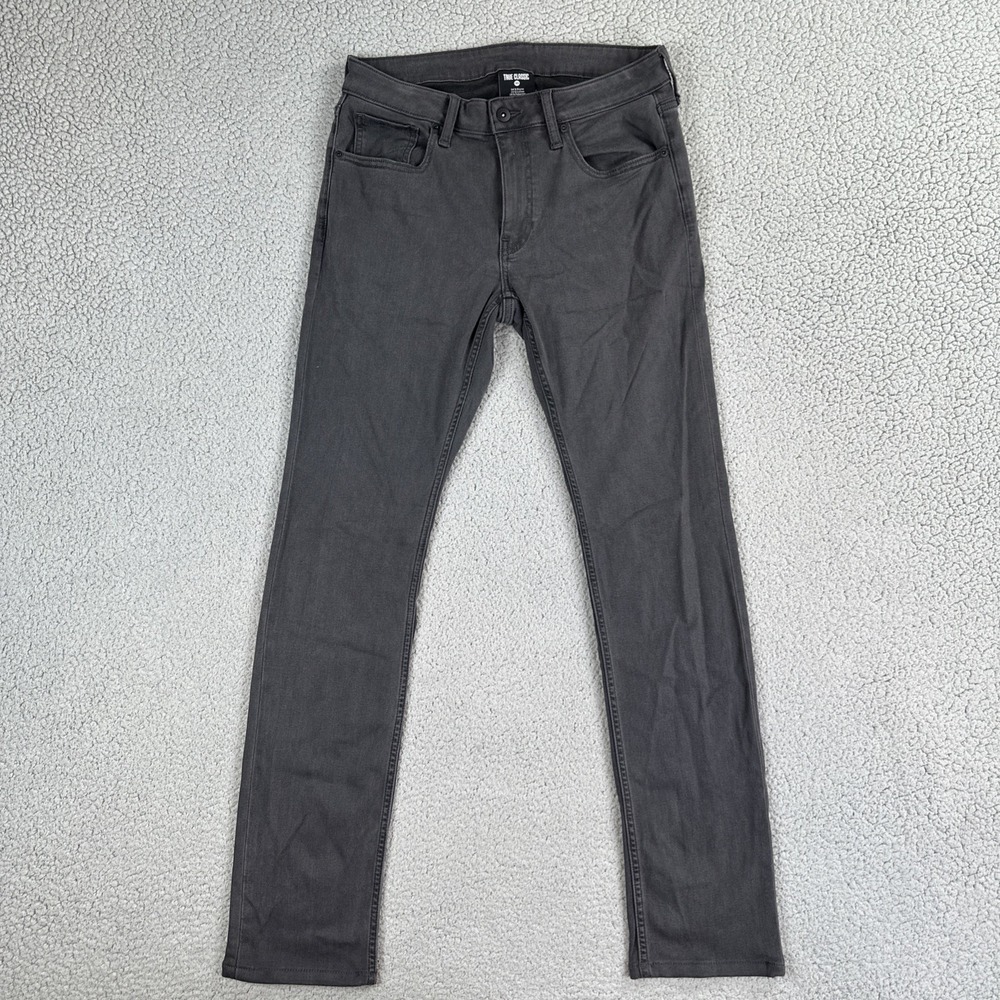 True Classic Denim Pants Men 30 Grey Comfort Stretch Slim Fit 5 Pocket Jeans